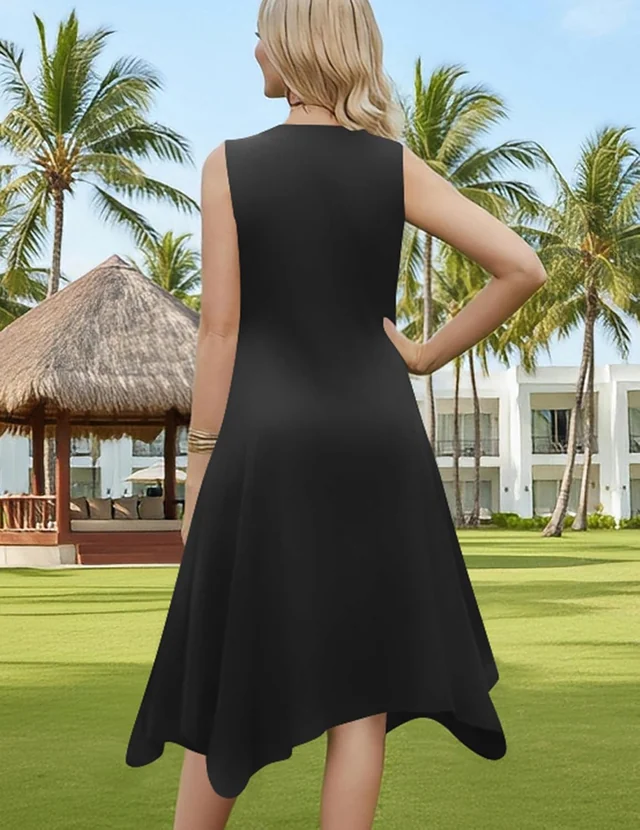 Sleeveless flare midi dress — view 5